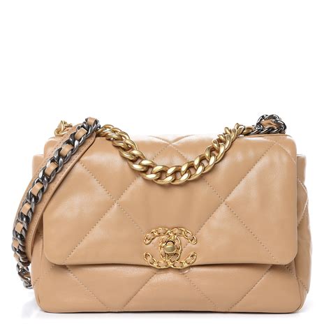 chanel 19 small|chanel 19 dark beige.